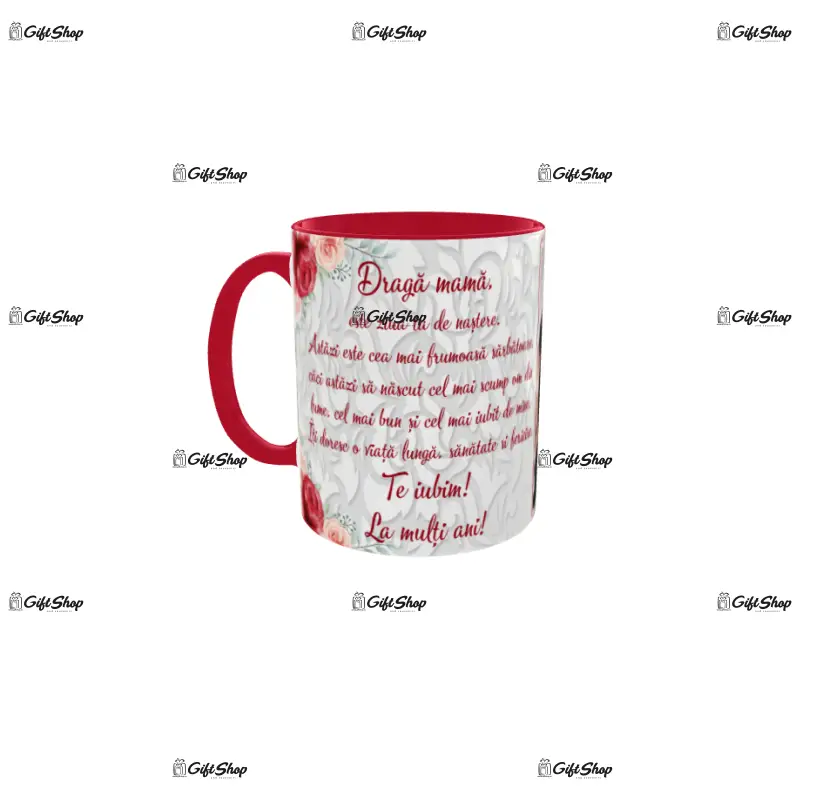Draga mama este ziua ta de nastere, cana din ceramica, 330ml, personalizata cu 1 poza si text model 3366